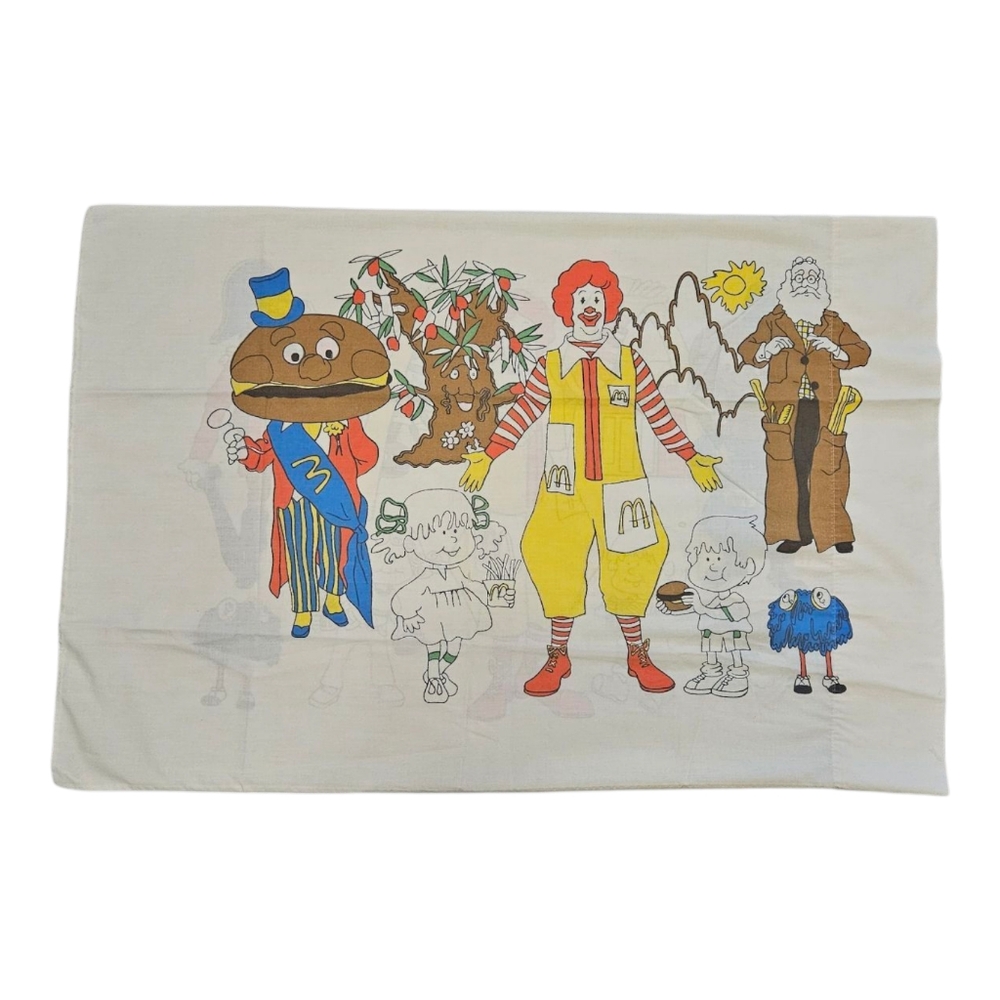 Rare Vintage 1976 McDonald's St. Mary's Pillowcase Ronald McDonald & Friends